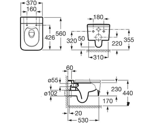 Унитаз Roca Inspira Square 346537000 подвесной без сиденья
