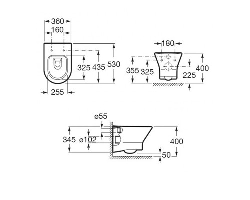 Унитаз Roca Leon ZRU9307612 подвесной цвет Белый без сиденья