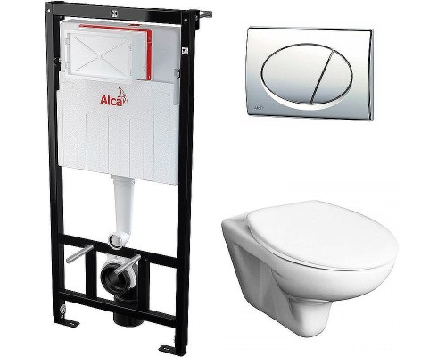 Комплект унитаза Roca Mateo 346200000+ZRU9302815 с инсталляцией Alcaplast Sadromodul AM101/1120-3:1 RU M71-0001 с сиденьем и клавишей смыва Хром