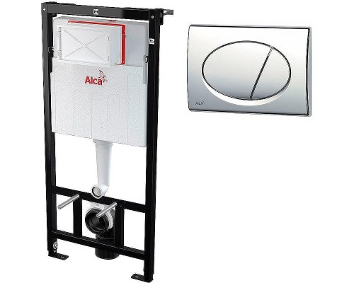 Комплект унитаза Roca Mateo 346200000+ZRU9302815 с инсталляцией Alcaplast Sadromodul AM101/1120-3:1 RU M71-0001 с сиденьем и клавишей смыва Хром