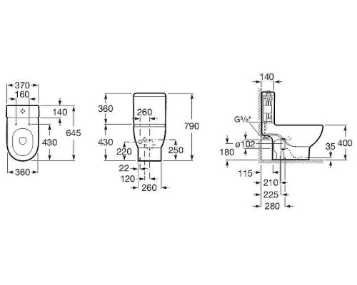 Унитаз компакт Roca Meridian 342247000 без бачка и сиденья