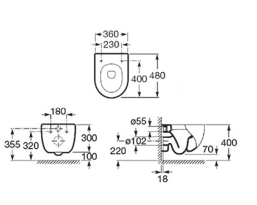 Унитаз Roca Meridian 346248000 подвесной без сиденья
