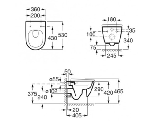 Унитаз Roca Ona A346687000 подвесной цвет Белый без сиденья