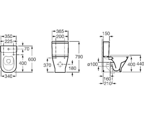 Унитаз компакт Roca The Gap 34273700H без бачка и сиденья
