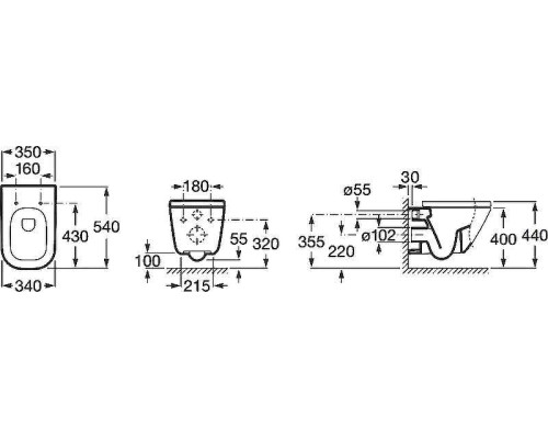 Комплект унитаза с инсталляцией Roca The Gap 893104100 с сиденьем Микролифт и клавишей смыва Хром