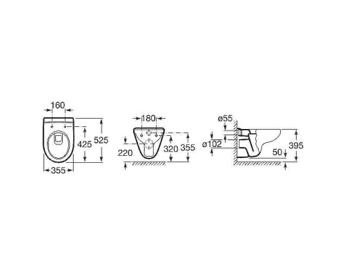 Унитаз Roca Victoria 34630300R подвесной без сиденья