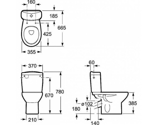 Унитаз компакт Roca Victoria 34239U000 без бачка и сиденья