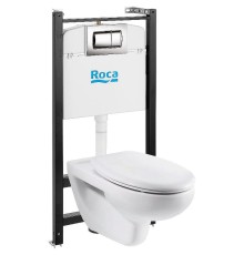 Комплект унитаза с инсталляцией Roca Victoria 893100000 с сиденьем Микролифт и клавишей смыва Хром