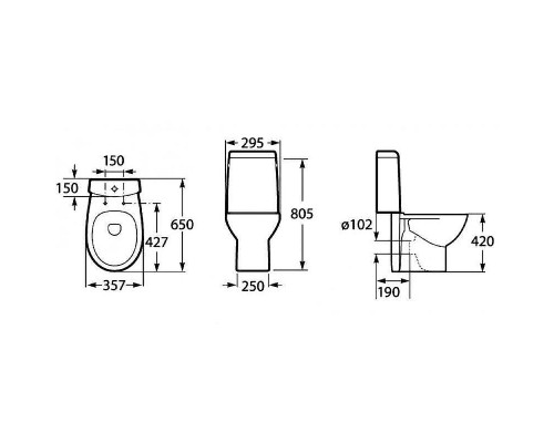 Унитаз компакт Roca Victoria Nord 342ND7000 без бачка и сиденья