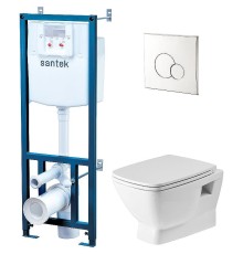 Комплект унитаза с инсталляцией Santek Нео Пэк 1WH501572 с сиденьем Микролифт и клавишей смыва Хром