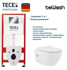 Комплект унитаза биде с инсталляцией Tece Base TC412343601 с сиденьем Микролифт и клавишей смыва цвет Хром