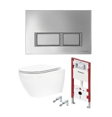 Комплект унитаза с инсталляцией Tece TECEspring base K401201WCR цвет Белый с сиденьем Микролифт и клавишей смыва цвет Хром глянцевый