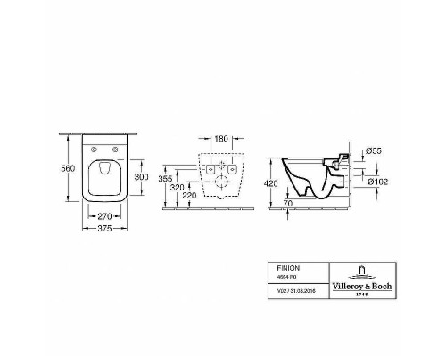 Унитаз Villeroy&Boch Finion 4664R0R1 без сиденья