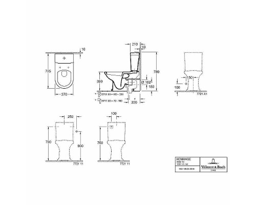 Унитаз компакт Villeroy&Boch Hommage 666210R1 без бачка и сиденья
