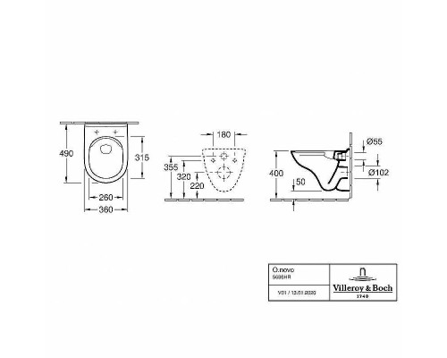 Унитаз Villeroy&Boch O.Novo 5688HR01 с сиденьем Микролифт