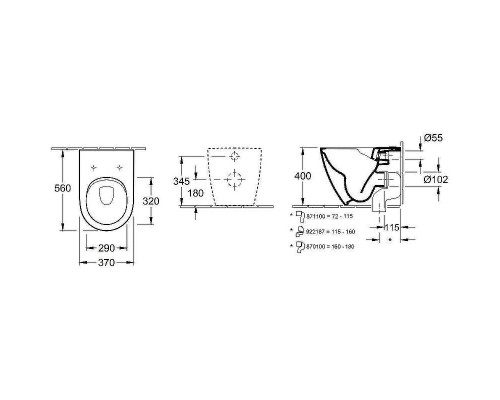 Унитаз Villeroy&Boch Subway 2.0 5602R0R1 без сиденья