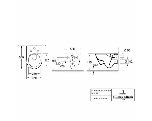 Унитаз Villeroy&Boch Subway 2.0 5614A101 без сиденья