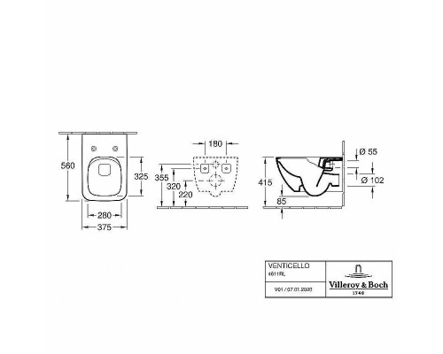 Унитаз Villeroy&Boch Venticello 4611RL01 с сиденьем Микролифт