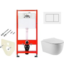 Комплект унитаза Vincea Evo Rimless VT1-34S с инсталляцией Tece Base 9400413 с сиденьем Микролифт и Белой клавишей смыва