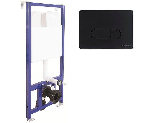 Комплект унитаза Vincea Globo VT1-14S с инсталляцией Berges Novum D5 040235 с сиденьем Микролифт и Черной матовой клавишей смыва