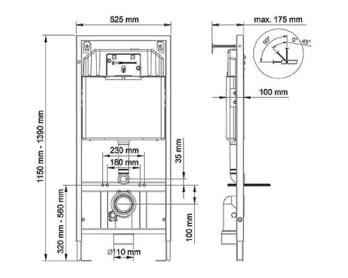 Комплект унитаза Vincea Globo VT1-14S с инсталляцией Berges Novum D5 040235 с сиденьем Микролифт и Черной матовой клавишей смыва