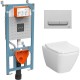 Комплект унитаза с инсталляцией Vitra Integra Square 9856B003-7206 с сиденьем Микролифт и клавишей смыва Хром матовый