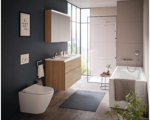 Комплект унитаза с инсталляцией Vitra Integra Square 9856B003-7206 с сиденьем Микролифт и клавишей смыва Хром матовый