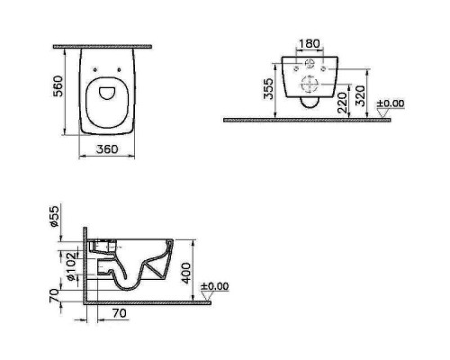 Комплект унитаза с инсталляцией Vitra Metropole 9820B003-7201 с сиденьем Микролифт и клавишей смыва Хром матовый