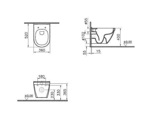 Комплект унитаза с инсталляцией Vitra S50 Rim-Ex 9003B003-7201 с сиденьем Микролифт и клавишей смыва Хром глянцевый
