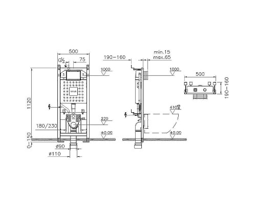 Комплект унитаза с инсталляцией Vitra S50 Rim-Ex 9003B003-7201 с сиденьем Микролифт и клавишей смыва Хром глянцевый