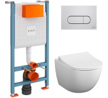 Комплект унитаза с инсталляцией Vitra L-Box Sento 9830B003-7212 с сиденьем Микролифт и клавишей смыва Хром