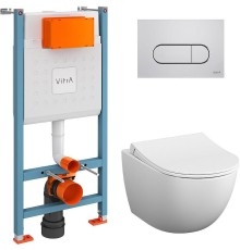Комплект унитаза с инсталляцией Vitra L-Box Sento 9830B003-7212 с сиденьем Микролифт и клавишей смыва Хром