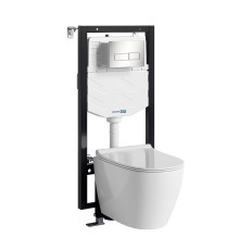 Комплект унитаза с инсталляцией WasserKRAFT Vils 56TLT.010.ME.BN03.H002 цвет Белый с сиденьем Микролифт и клавишей смыва цвет Никель