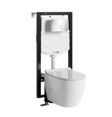 Комплект унитаза с инсталляцией WasserKRAFT Vils 56TLT.010.ME.CH04.H002 цвет Белый с сиденьем Микролифт и клавишей смыва цвет Хром