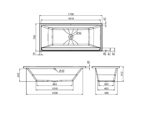 Акриловая ванна AM.PM Inspire V2.0 170x75 W52A-170-075W-A без гидромассажа
