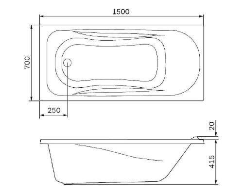 Акриловая ванна AM.PM Sense 150х70 W76A-150-070W-A без гидромассажа Акриловая ванна AM.PM Sense 150х70 W76A-150-070W-A без гидромассажа