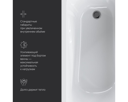 Акриловая ванна AM.PM Sense 160х70 W76A-160-070W-A цвет Белый