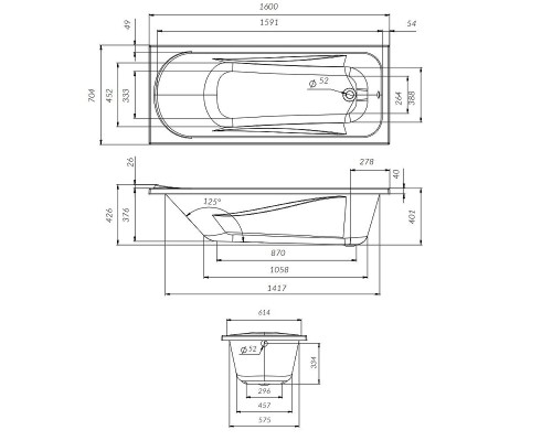 Акриловая ванна AM.PM Sense 160х70 W76A-160-070W-A цвет Белый