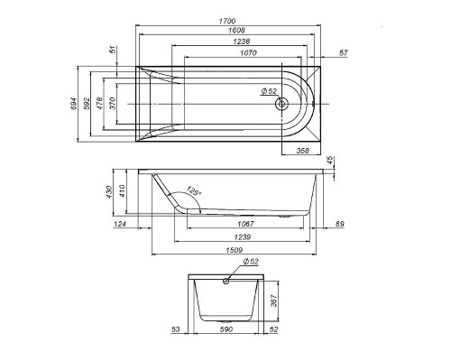 Акриловая ванна AM.PM Spirit 170x70 W72A-170-070W-A2 без гидромассажа