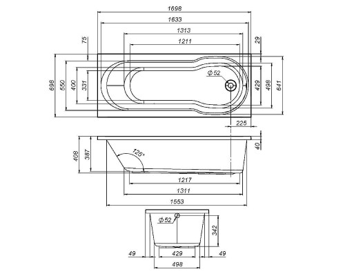 Акриловая ванна AM.PM X-Joy 170х70 W88A-170-070W-A без гидромассажа