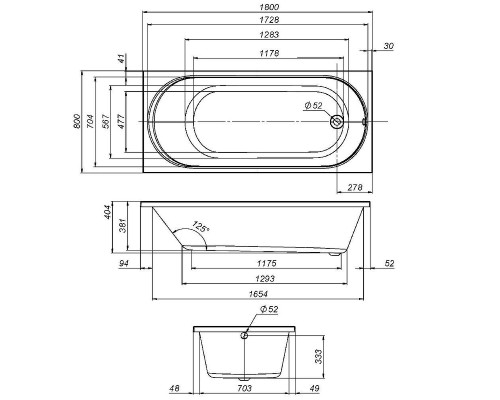 Акриловая ванна AM.PM X-Joy 180х80 W94A-180-080W-A без гидромассажа