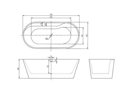 Акриловая ванна AQUAme 179х84 AQM3505MW-L цвет Белый матовый
