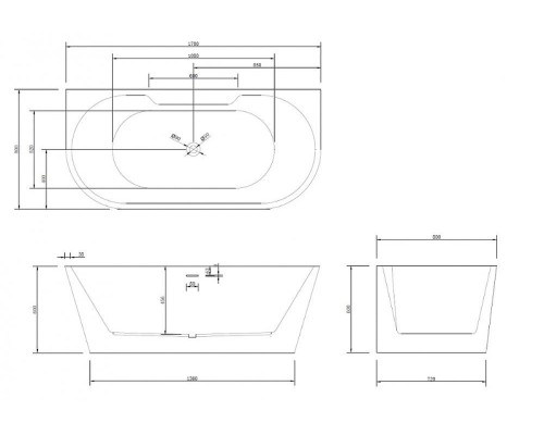 Акриловая ванна Abber AB9296-1.7 170х80 без гидромассажа