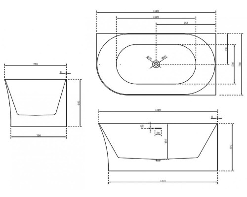Акриловая ванна Abber AB9258-1.5 R 150х78 без гидромассажа