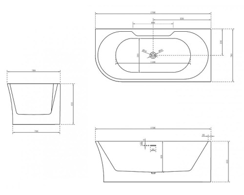 Акриловая ванна Abber 170х78 AB9335-1.7 R без гидромассажа