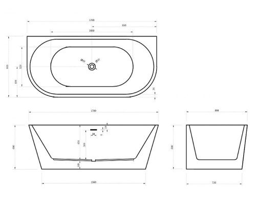 Акриловая ванна Abber 170х80 AB9216-1.7MW без гидромассажа