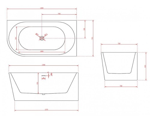 Акриловая ванна Abber 150x78 AB9257-1.5 R Без гидромассажа