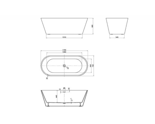 Акриловая ванна Abber 170x74 AB9268-1.7 Без гидромассажа
