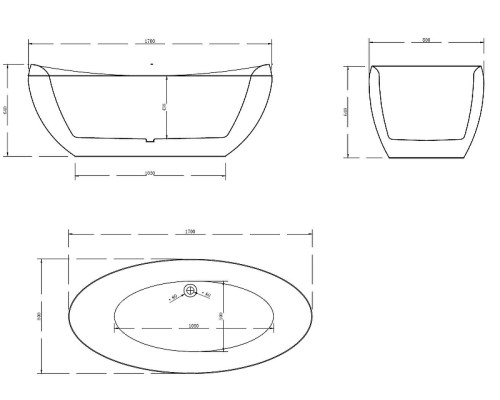 Акриловая ванна Abber AB9236 170х80 без гидромассажа