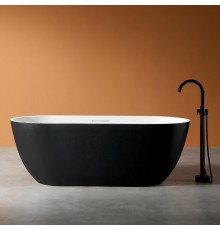 Ванна из искусственного камня Abber Frankfurt 170x75 AM9941BW Черно-белая матовая без гидромассажа